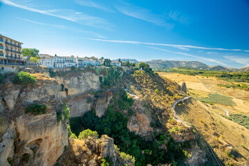 Ronda, Spain. View from the Paseo de los Ingleses (English walk)	