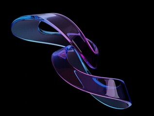 curve gradient glass dispersion, Transparent glossy beautiful glossy glass on black background. 3d rendering