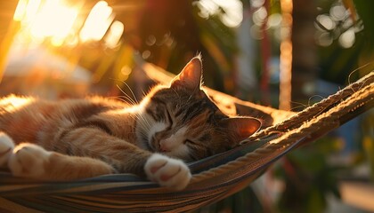 A cat is sleeping on a hammock by AI generated image