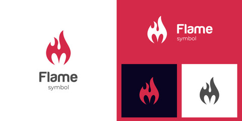 red Fire or Flame vector Logo design. Bonfire Silhouette Logotype icon design elements