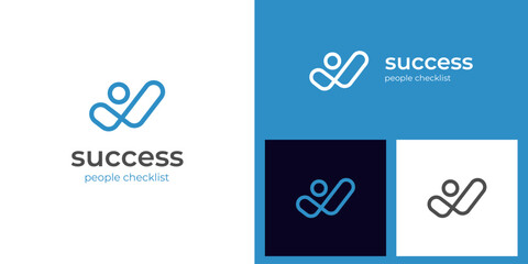 business success People Check Logo design, human good service icon symbol, analysis health check logo element
