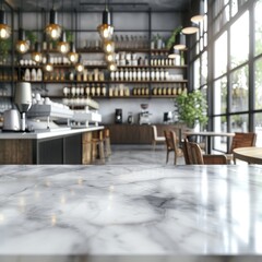 Bokeh effect in an office interior with marble stone tabletop for product display. Concept Bokeh Effect, Office Interior, Marble Stone Tabletop, Product Display, Photography