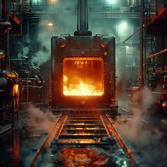 A steampunk-style factory furnace