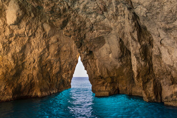 Fototapeta premium Outward view from within the Keri caves, Zakynthos, Greece