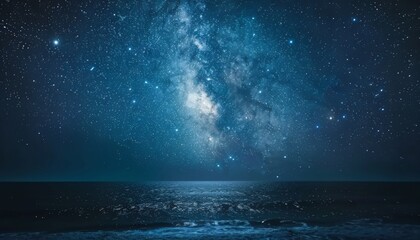 Amazing starry sky over sea at night