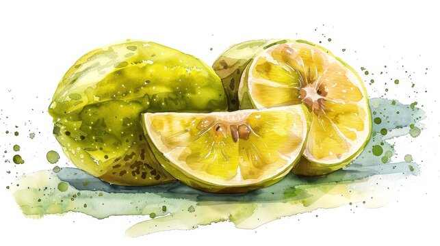 Cupuacu Fruit in Stunning Watercolor.