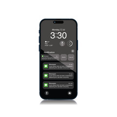 Smartphone Push Notification Templates: Optimize Mobile phone SMS Popups with Options and Clear Buttons. Vector.