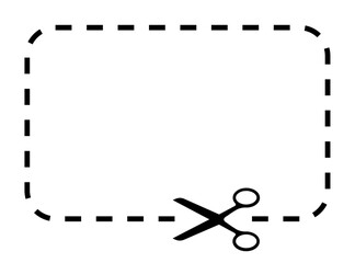 Scissors cutting through dashed line form on a white background vector 10 eps