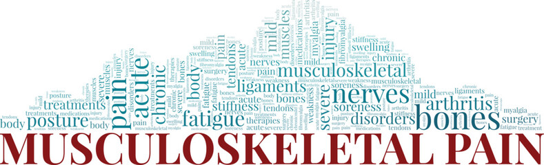 Obraz premium Musculoskeletal Pain word cloud conceptual design isolated on white background.