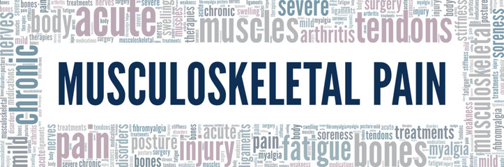 Musculoskeletal Pain word cloud conceptual design isolated on white background.
