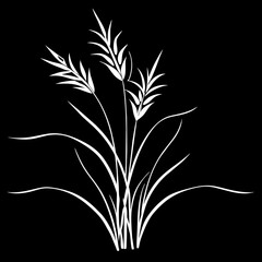 Vector Set of Black Grass Silhouettes 