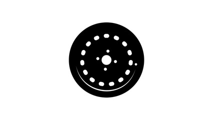 Wheel Rim, black isolated silhouette 