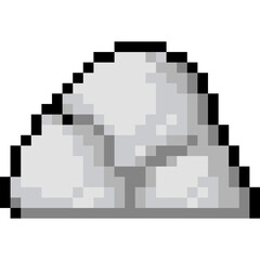 Fototapeta premium Pixel art cartoon boulder icon 3