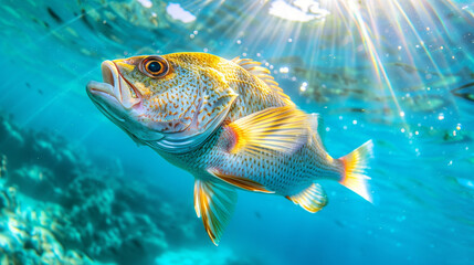 Naklejka premium Croaker fish underwater