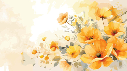 Lokii34 Yellow floral bouquet with watercolor for background