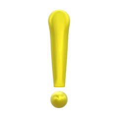 3d yellow exclamation mark isolated. Alert or error sign 3d vector render. Exclamation icon mark yellow color