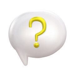 3d dialogue bubble cloud with question. White speak balloon for social media. 3d speech box render vector.