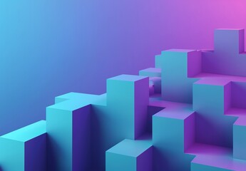 Fototapeta premium a blue and purple background with a line of blocks