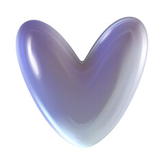 Chrome 3d heart metal element. Silver and purple holographic shape. 3d chrome vector for futuristic and 90s design