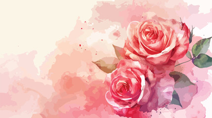 Colorful watercolor rose flower bouquet for background