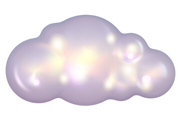Chrome 3d cloud metal element. Silver and purple holographic shape. 3d chrome vector for futuristic and 90s design