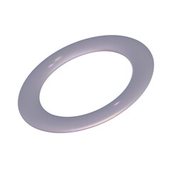 Chrome 3d round metal element. Silver and purple holographic shape. 3d chrome vector for futuristic and 90s design