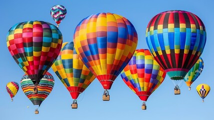 Obraz premium Spectacular view of a vivid sky with a multitude of hot air balloons serenely drifting