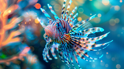 Lion fish underwater background