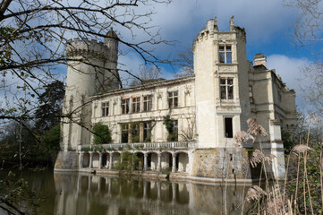 Obraz premium Renaissance castle of La Mothe-Chandeniers, France. A RENAISSANCE/NEOGOTHIC-style castle of the 
