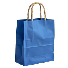 Blue paper bag PNG. Paper shopping bag isolated. Zero plastic waste carton shopping bag PNG. Eco friendly substitute to plastic bags
