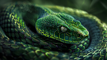 Fototapeta premium Venomous snake on a black background