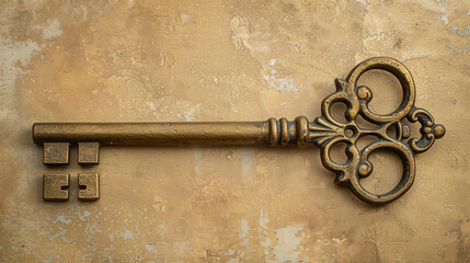 Vintage Skeleton Key Hanging on Wall