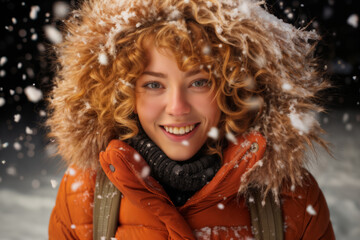 Portrait of a girl in winter outdoor