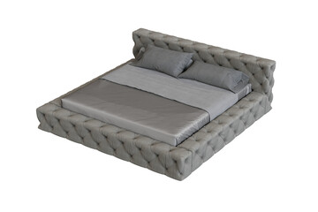bed isolate on a transparent background, interior furniture, 3D illustration, cg render