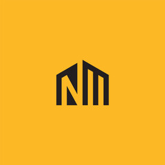 NM monogram logo with house shape. N & M initials..