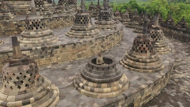 Aerial view of Borobudur temple, Central Java, Indonesia