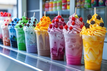 Various shaved ice dessert summer treat professional advertising food photography