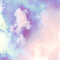 Fractal render, abstract fantasy background of colorful sky with colorful clouds