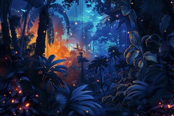 Fototapeta na wymiar Jungle Dreamscape Background