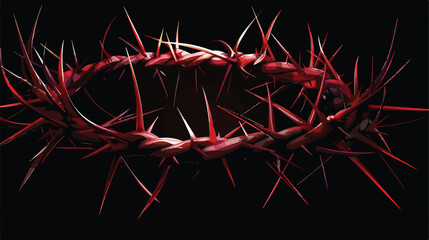 Crown of thorns on black background Vector illustration