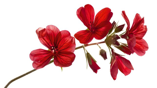 Close-up of vivid red flowers on a white background. Elegant floral arrangement concept. Beautiful flower for home decor and designs. AI