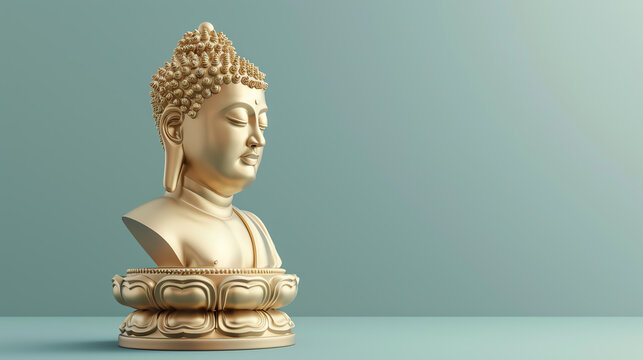 flat design side view historical Buddha sculpture theme 3D render Analogous Color Scheme