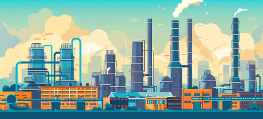 Obraz premium flat design side view industrial development theme water color colored pastel