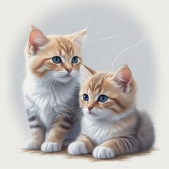 two kittens on white