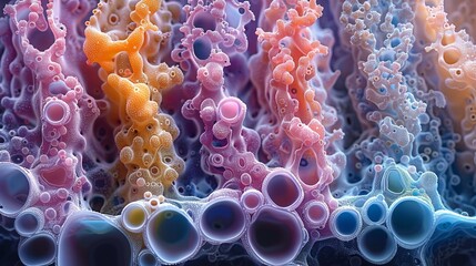 Science microscopic background, Magnified view of protozoa and other single-celled organisms Illustration image,