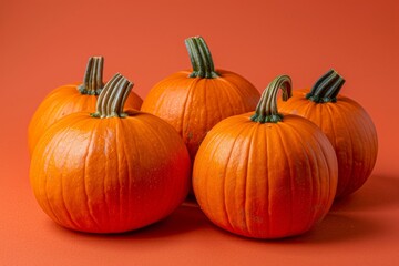 Halloween pumpkins on orange background with room for text, perfect for spooky messages