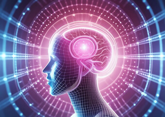 科学技術の概念で人工知能を搭載した人間の3dイラスト