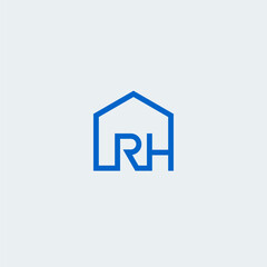 RH monogram logo inside house shape.