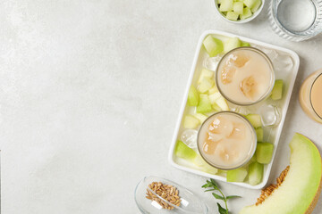 Juicy and tasty summer time fruit concept - melon