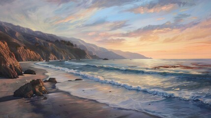 big sur beach at sunset